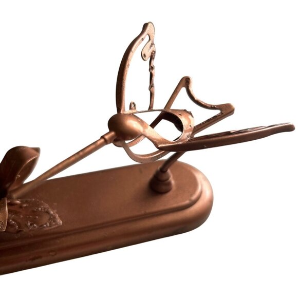 Vintage 1991 Mascot Intl. Copper Hummingbird Candle Holder With Flower - Picture 2 of 7